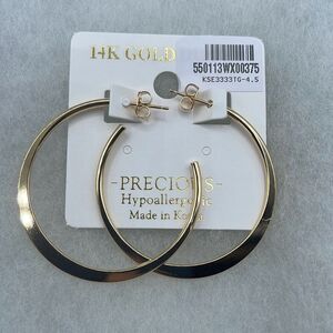 NWT 14K gold dipped flat metal 2” hoops post backs.